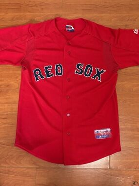 Majestic Men’s Red Boston Red Sox Button-Up Jersey